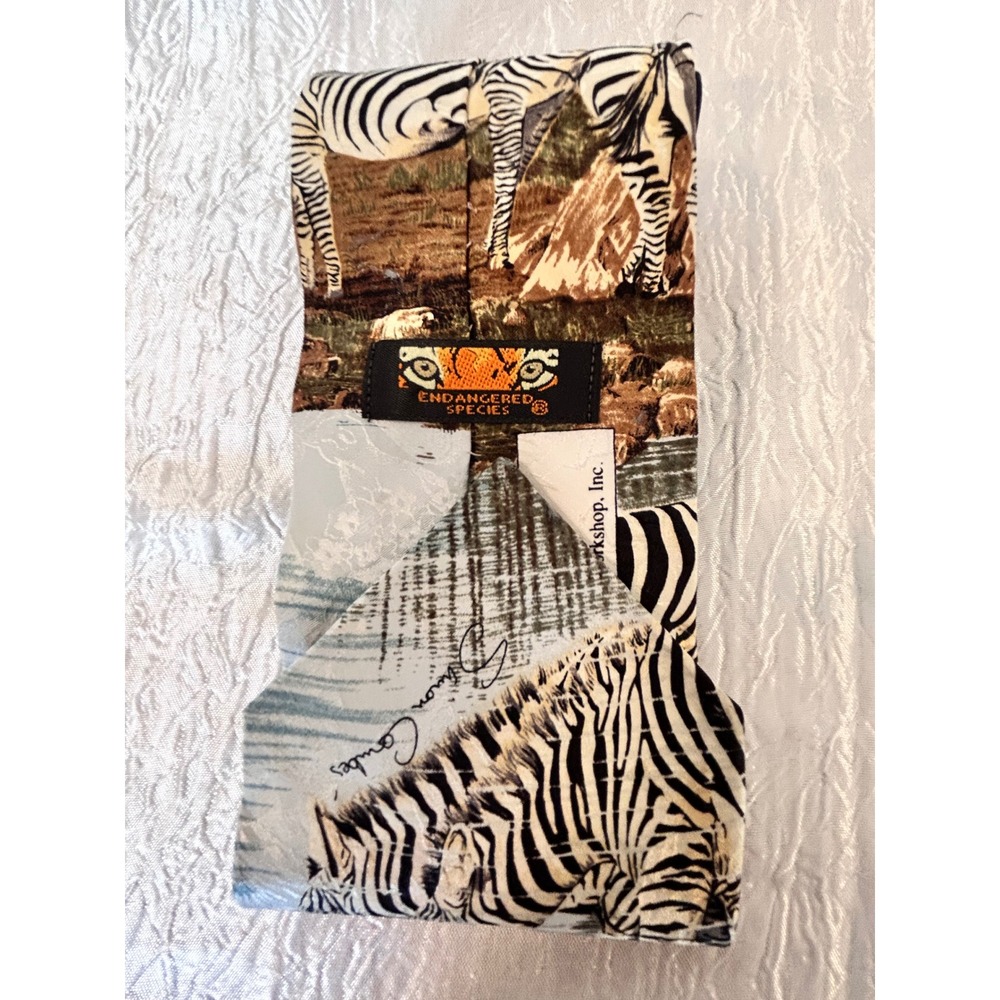 Endangered Species Simon Combes Zebras Silk Tie Vintage 1995 Greenwich Workshop
